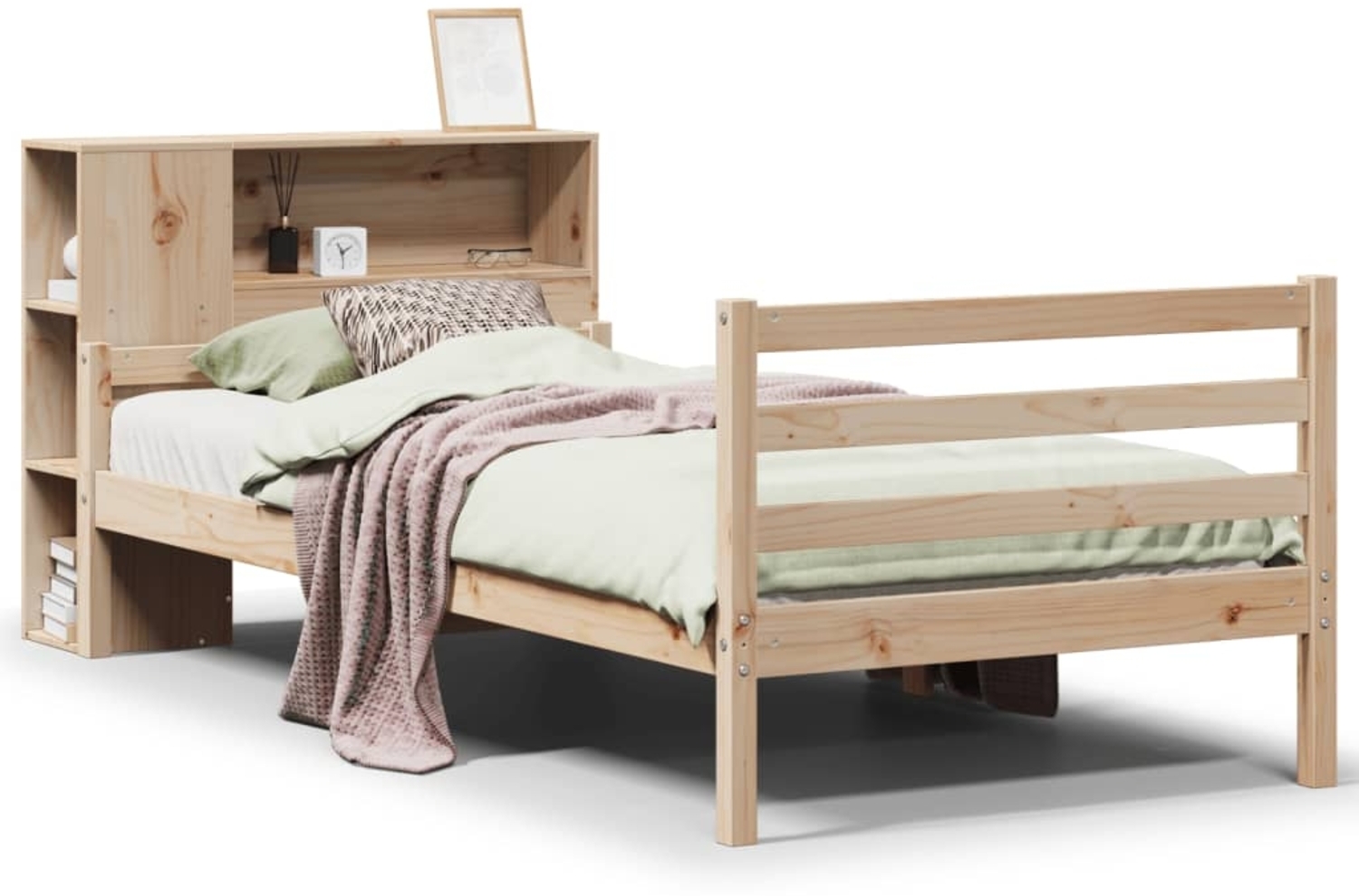 vidaXL Massivholzbett mit Regal ohne Matratze 90x200 cm Kiefer 3322217 Bild 1