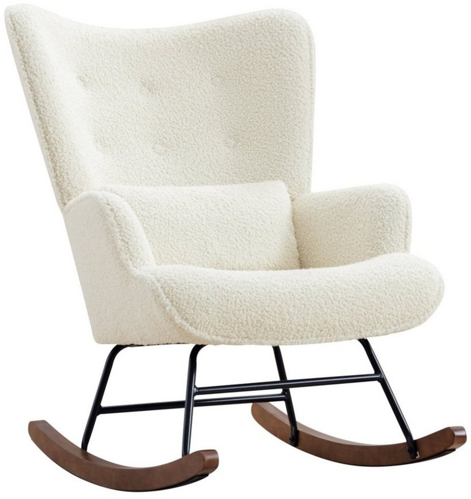 HomeMiYN Schaukelstuhl Schaukelstuhl Wohnzimmer Teddy Sessel mit Lendenkissen Bild 1