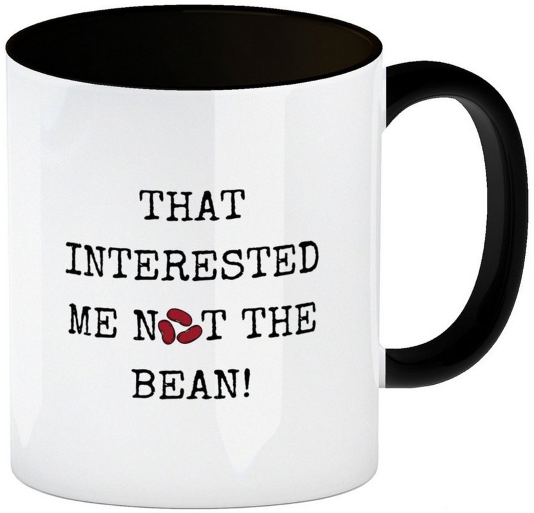 speecheese Tasse Denglisch Kaffeebecher in schwarz mit Spruch That interested me not Bild 1