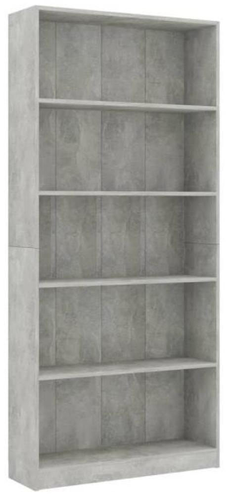 vidaXL Bücherregal 5 Fächer Betongrau 80x24x175 cm Holzwerkstoff 800922 Bild 1