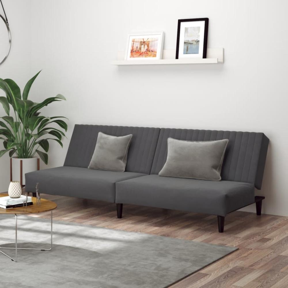 vidaXL Schlafsofa 2-Sitzer Dunkelgrau Samt 375927 Bild 1