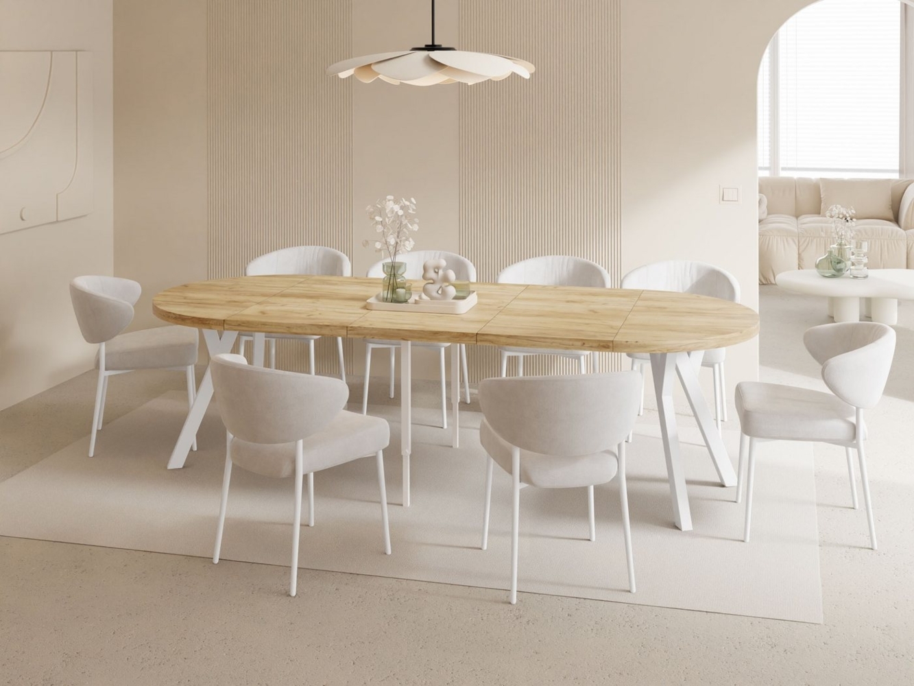 WFL GROUP Esstisch Twixy (erhältlich in 2 Größen – Durchmesser 100 cm, ausziehbar auf 250/300 cm), XXL groß extra lang Ausziehtisch für 5-16 oder 5-14 Personen Bild 1