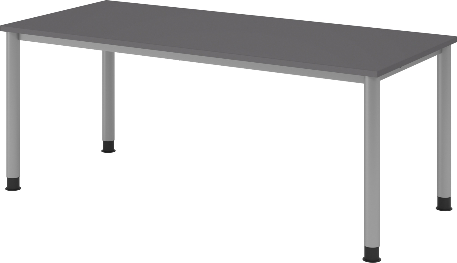 bümö höhenverstellbarer Schreibtisch H-Serie 180x80 cm in graphit, Gestell in Silber - großer PC Tisch für's Büro manuell höhenverstellbar, Computertisch verstellbar, HS-19-G-S Bild 1