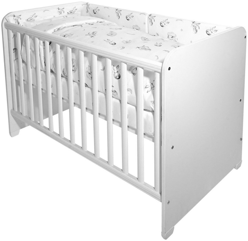 Lorelli Babybettwäsche Set Smile 6-teilig Decke 140x95 Kissen 43x35 Bett 120x60 grau Sterne Bild 1