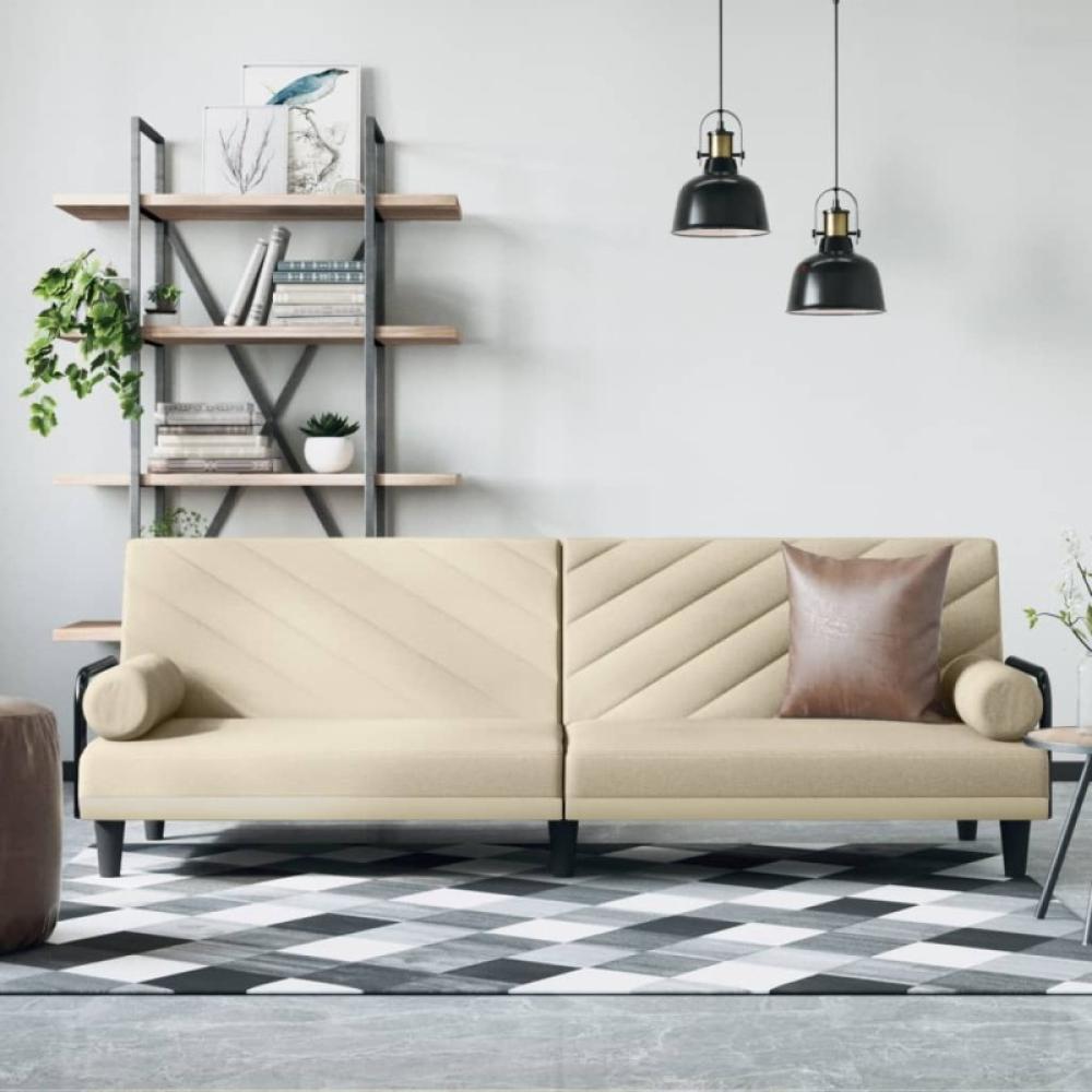 Schlafsofa mit Armlehnen Creme Stoff (Farbe: Creme) Bild 1