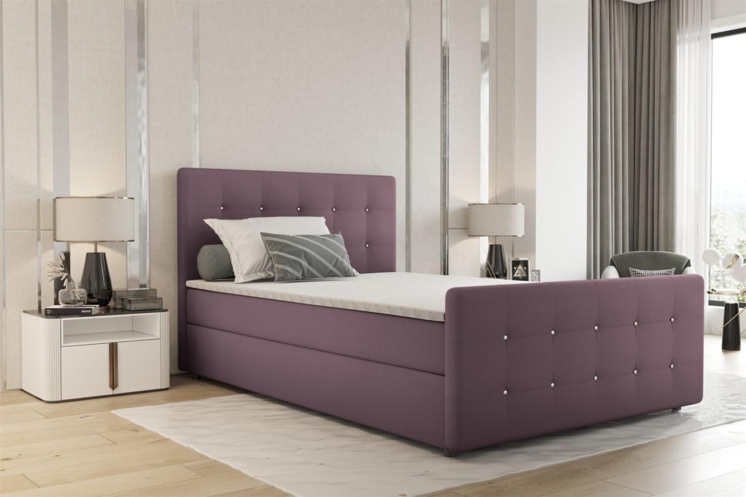 Boxspringbett Schlafzimmerbett MARKOS 120x200cm Stoff Soro Violett inkl. Topper Bild 1