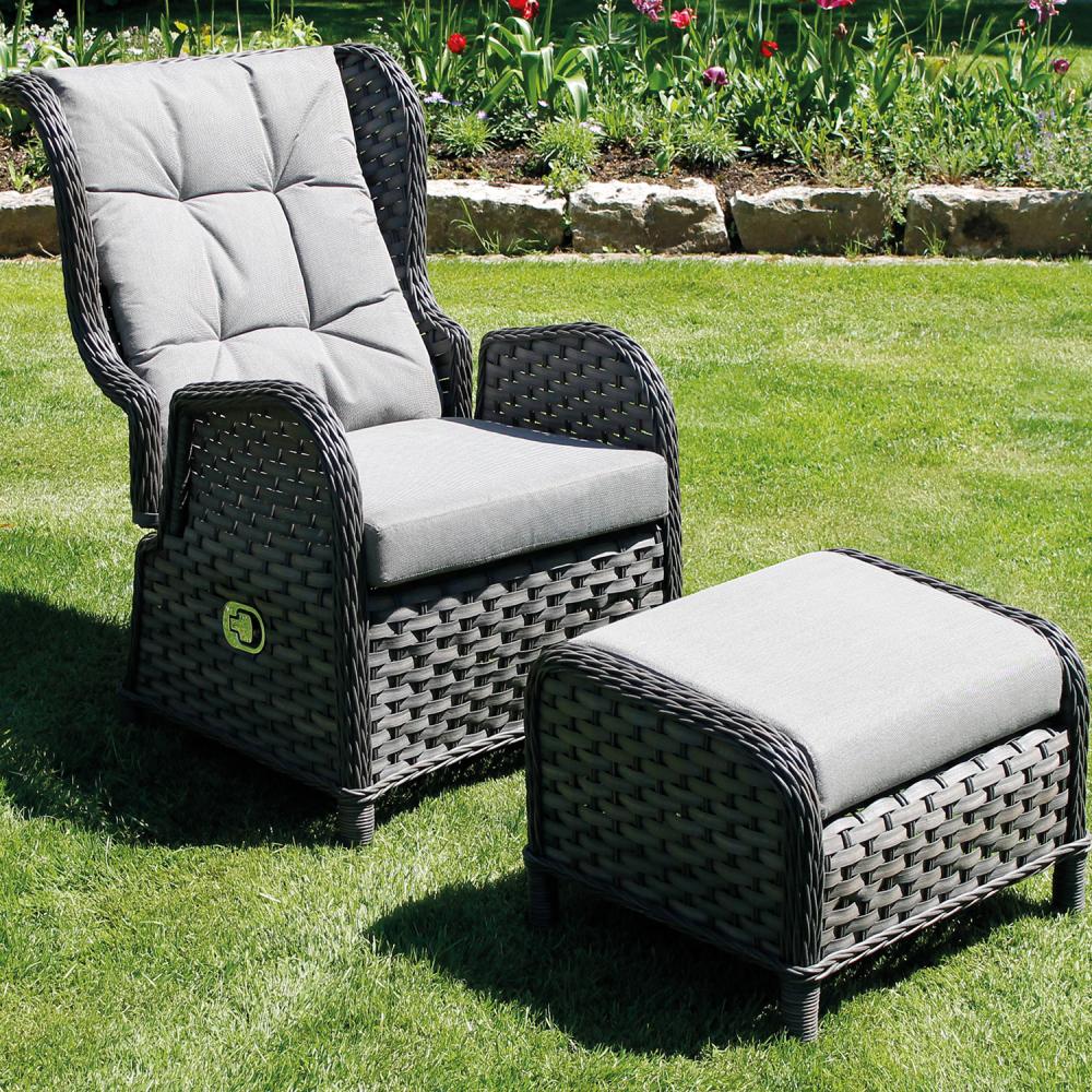 Rattan Comfort Relaxsessel Flachrattan verstellbare Rückenlehne inkl. Polster und Fußteil Bild 1