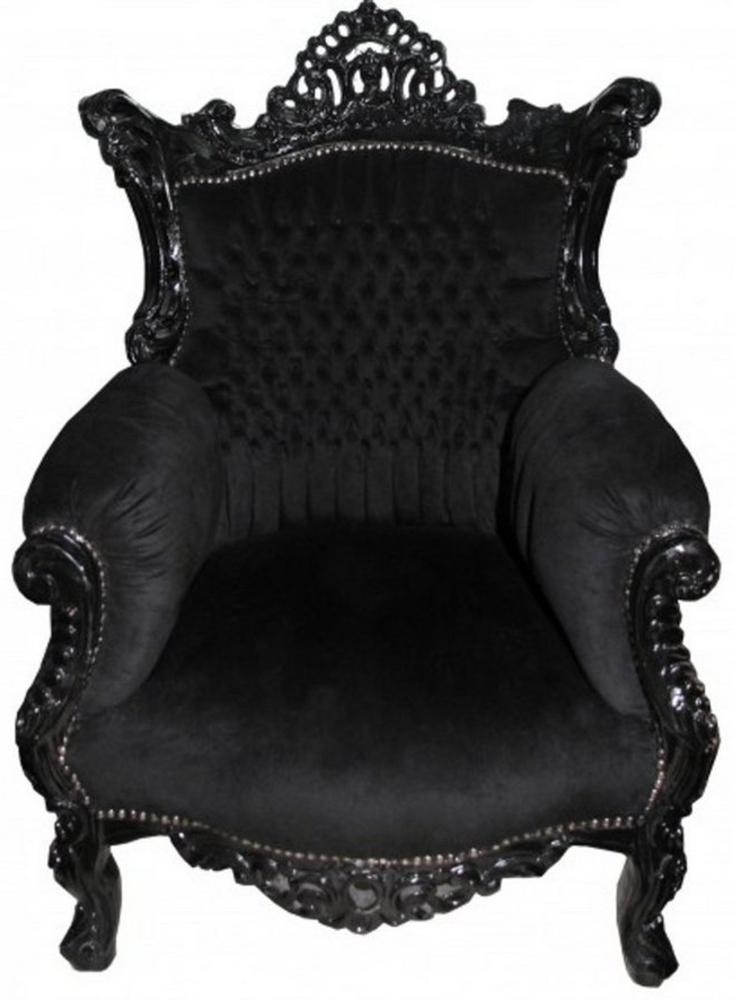Casa Padrino Sessel Barock Sessel Al Capone Schwarz-Schwarz Bild 1