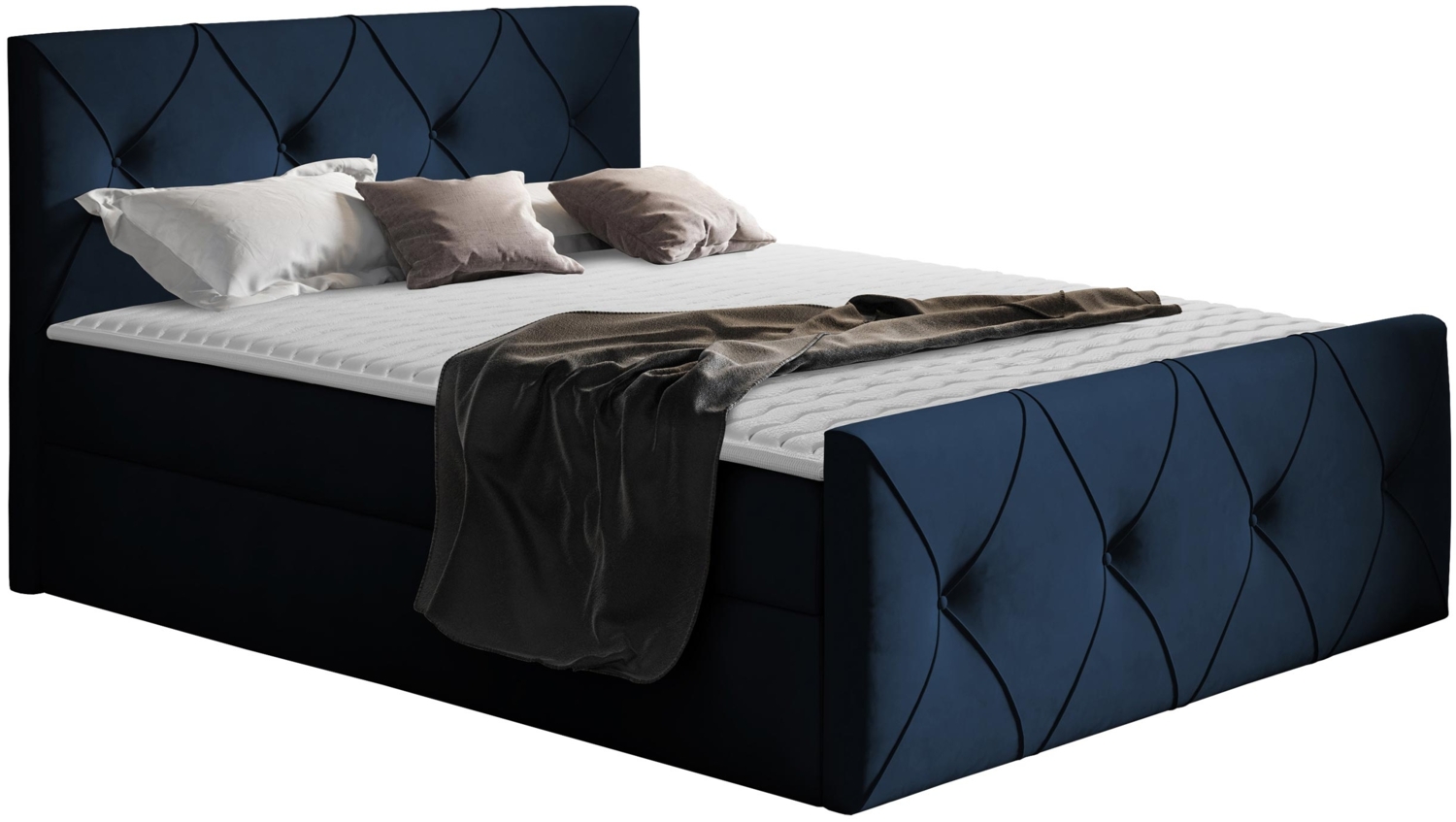 Mirjan24 Boxspringbett Nakir Lux, Blau 160 x 200 cm Bild 1