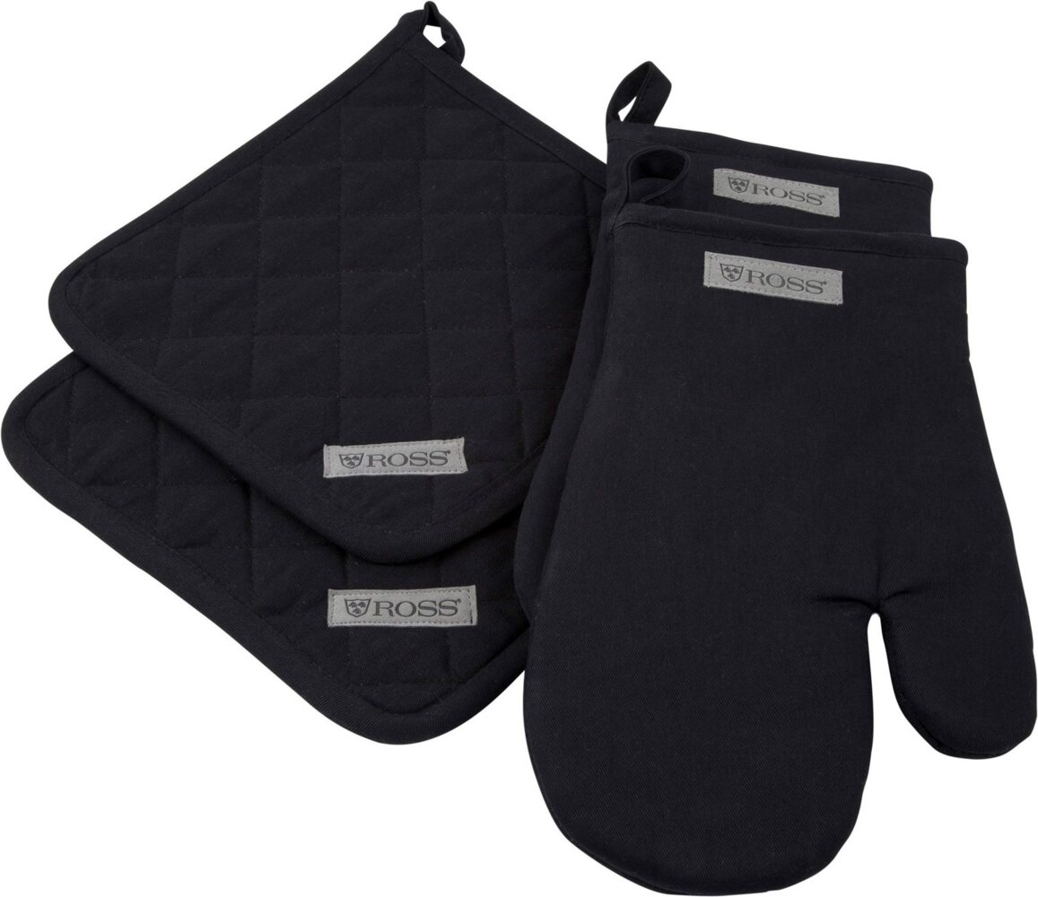ROSS Topflappen Exclusiv, (Set, 4-tlg), 2x Topflappen und 2x Grillhandschuh, 100% Baumwolle Bild 1