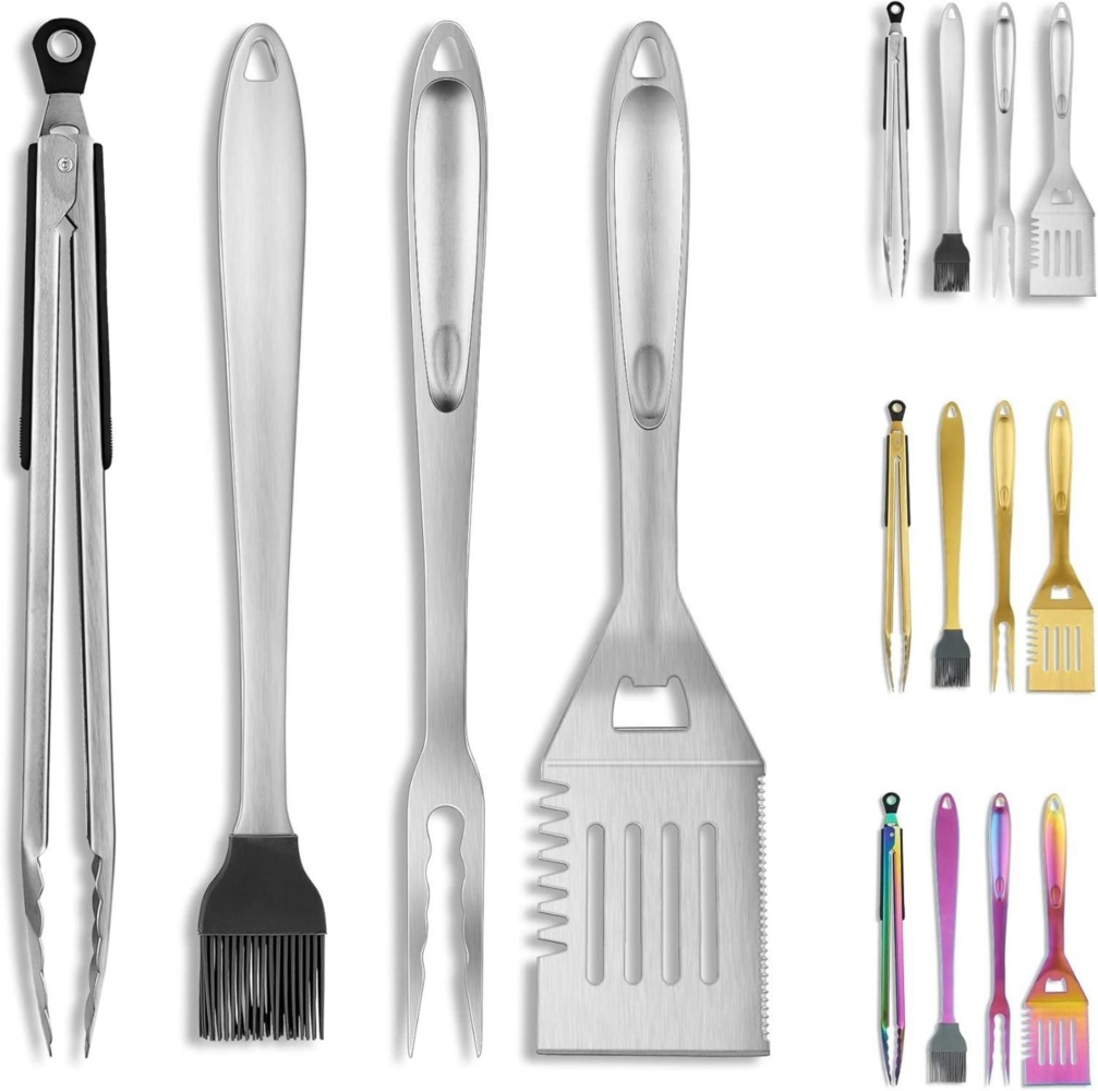 Kyraton Grillzubehör-Set, 4-teilig, Edelstahl, Bakelit-Griff, BBQ, Outdoor & Camping Bild 1