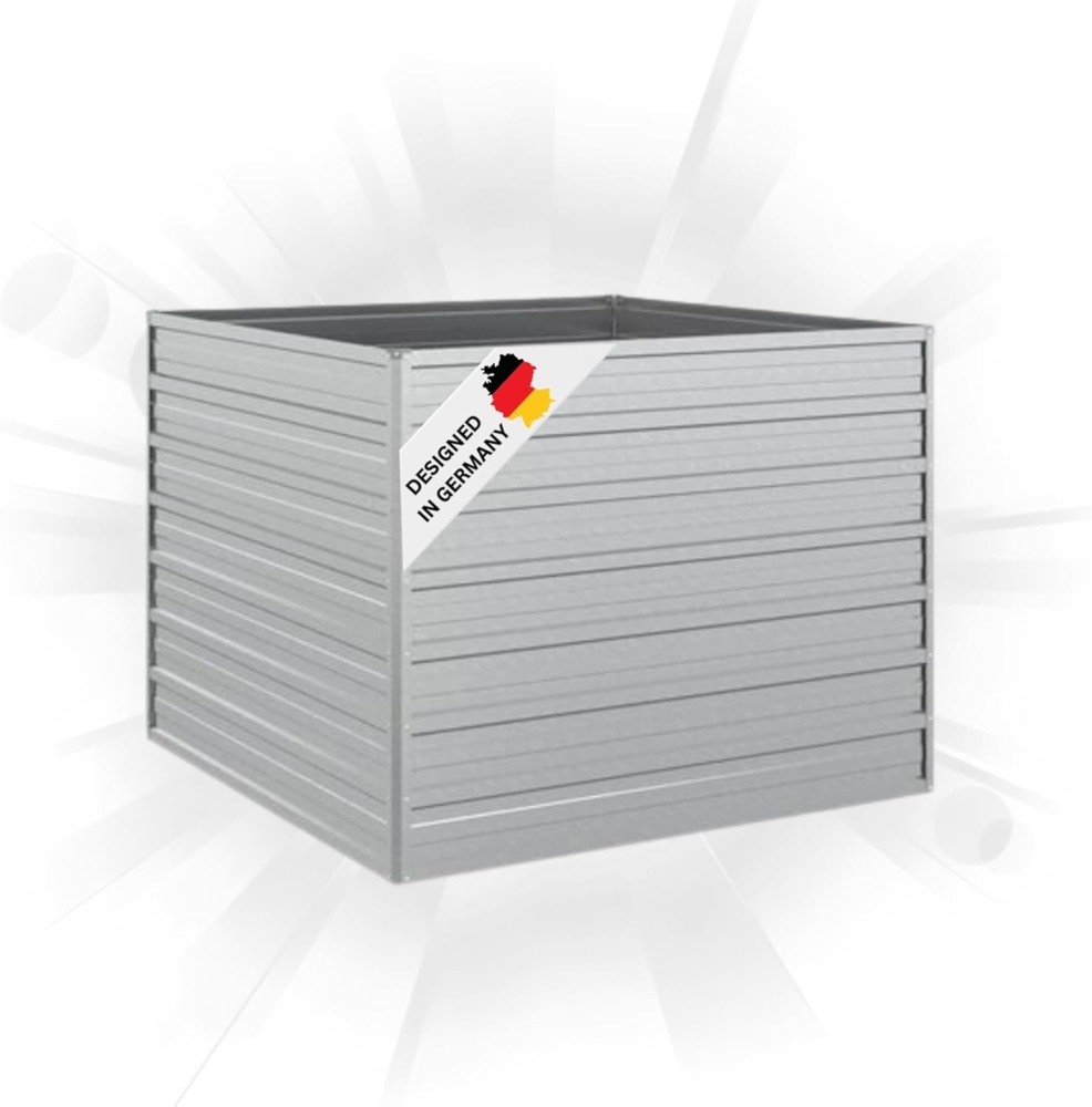 DELUKE® Hochbeet für Garten OSKAR Silber 100x100x77cm Verzinkter Stahl Hochbeet Metall Gartenbeet Kräuterbeet Blumenbeet Beet hoch Frühbeet für Garten Gemüsebeet Bild 1