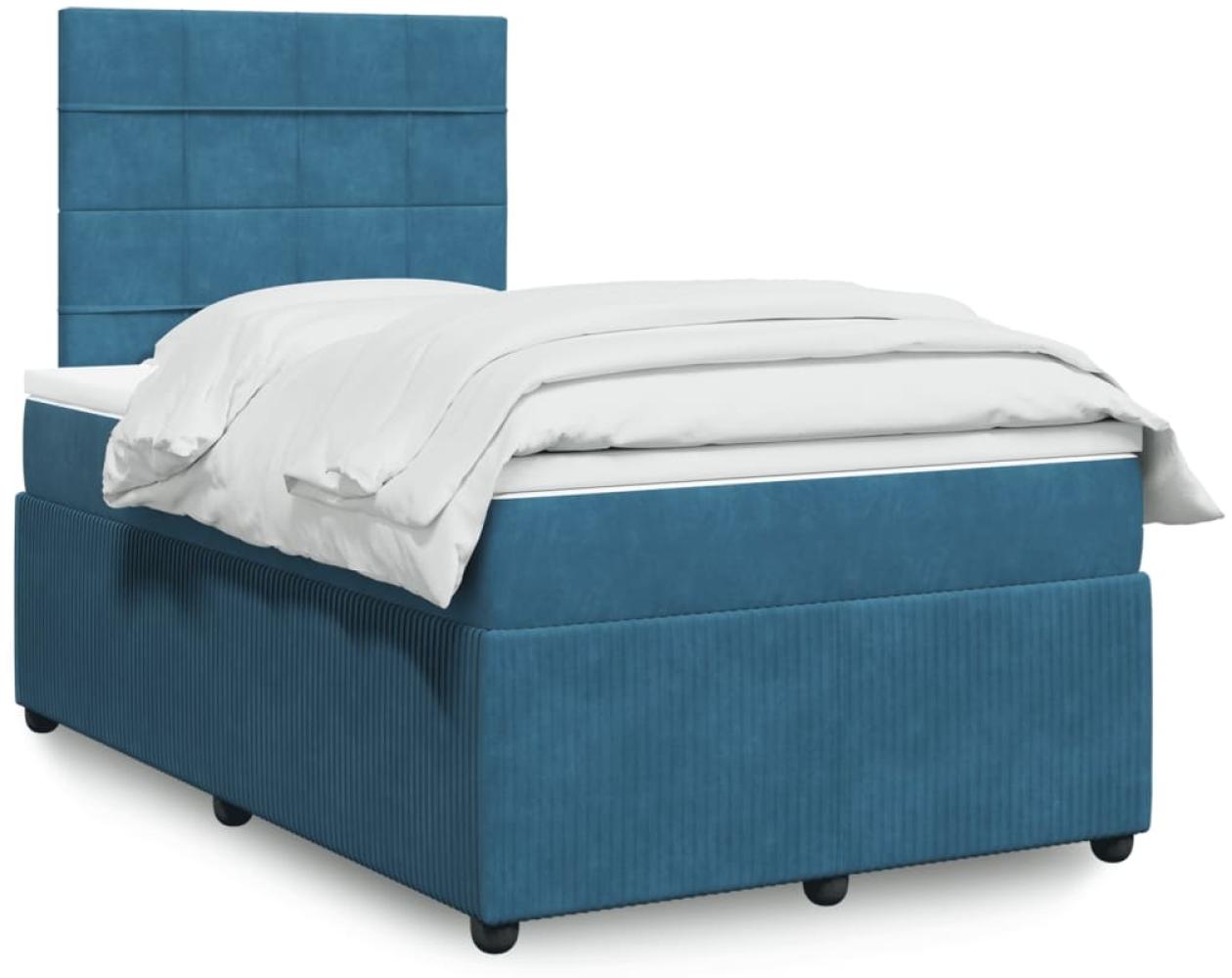 vidaXL Boxspringbett mit Matratze Blau 120x200 cm Samt 3294614 Bild 1