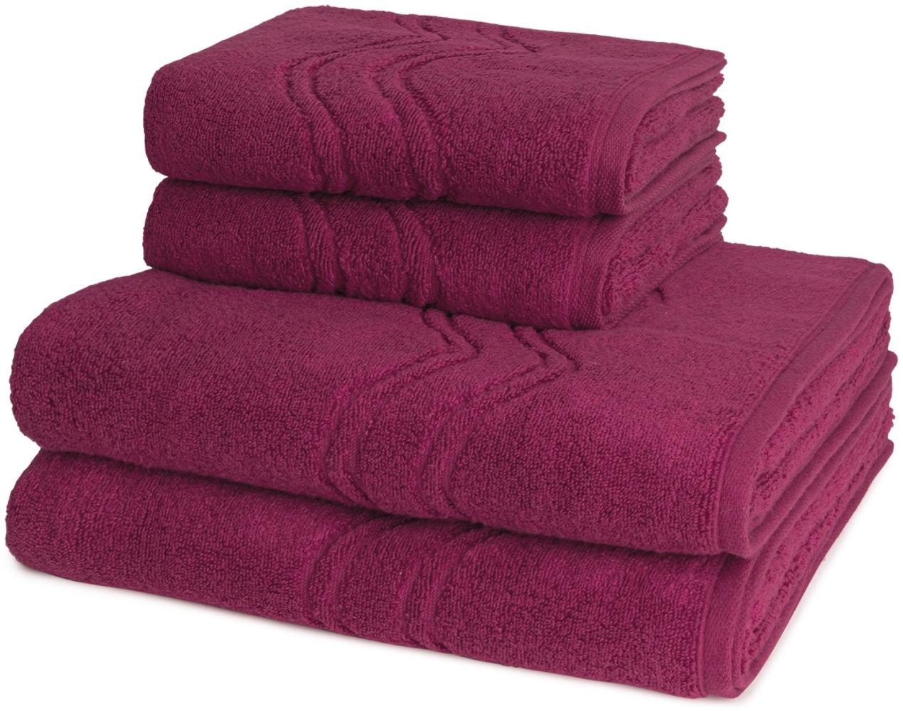 Ross Cashmere feeling 4 tlg. Frottier-Set - 2 X Handtuch (50 X 100cm), 2 X Duschtuch (75 X 140cm) - 520 g/m2 - Fuchsia Bild 1