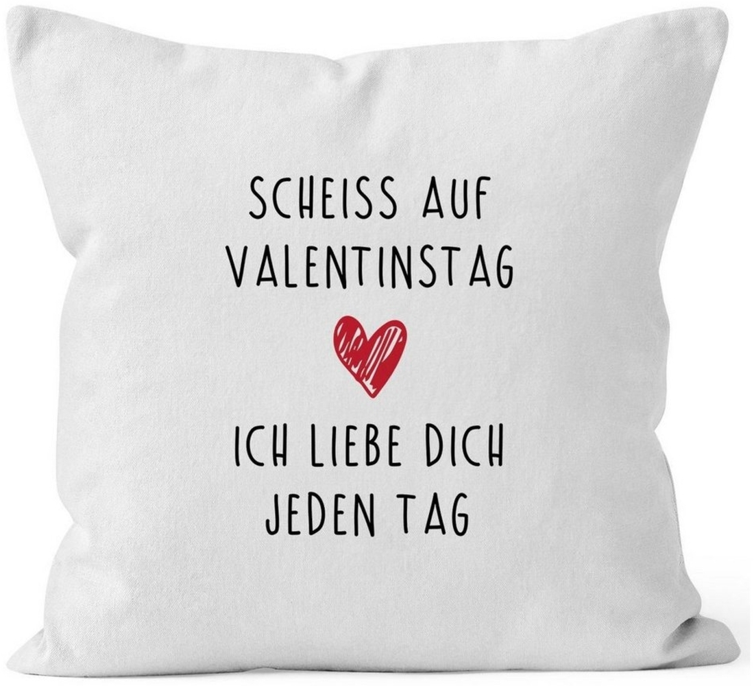 MoonWorks Dekokissen Kissen-Bezug Scheiß auf Valentinstag Ich liebe dich jeden Tag Valentinstagsgeschenk Geschenk Liebe Kissen-Hülle Deko-Kissen Baumwolle MoonWorks® Bild 1