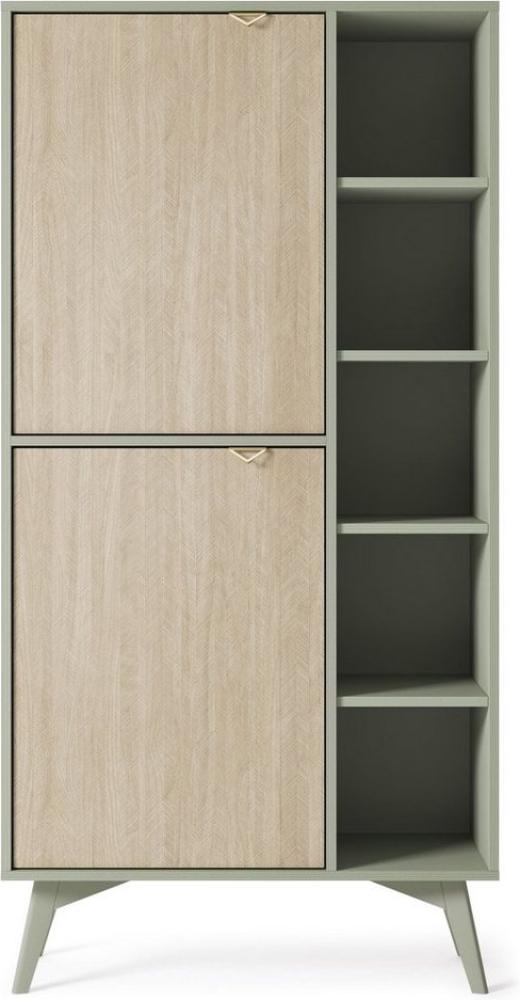 MOEBLO Highboard Abeto Regal R 80 (Mit Einlegeböden Sideboard Wohnzimmer Kommode Schlafzimmer Komodenschrank Highboard, Zweitüriger Bücherschrank, goldene Griffe, Komodenschrank Highboard), (BxHxT):80x160x38 cm Bild 1