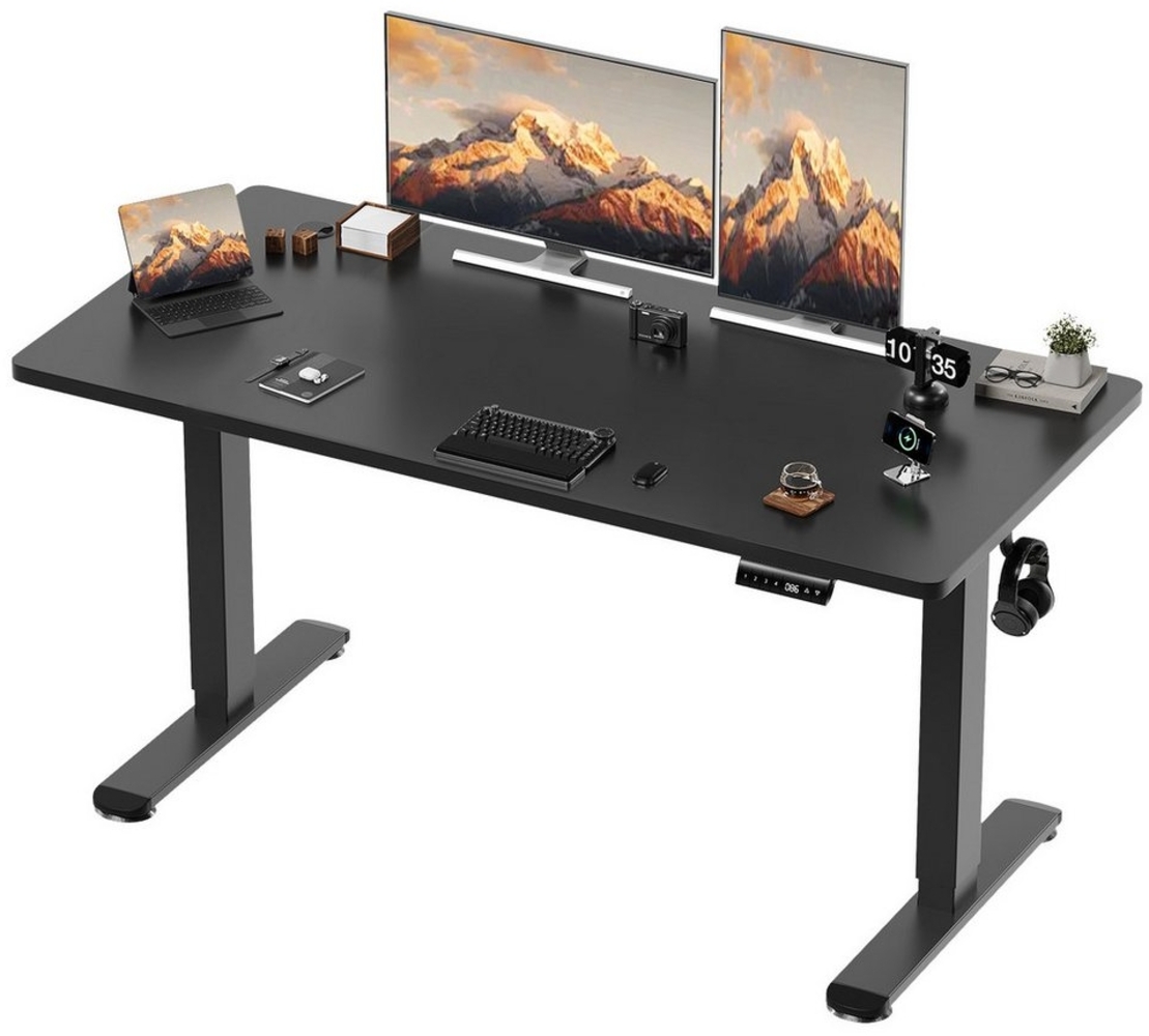 HOMALL Schreibtisch Höhenverstellbarer Elektrisch Schreibtisch, Vierteilige Tischplatte (Große Größe 140*70cm 160/180*80cm, mit USB-Ladeanschluss, einstellbare 3-stufige Höhe) Bild 1