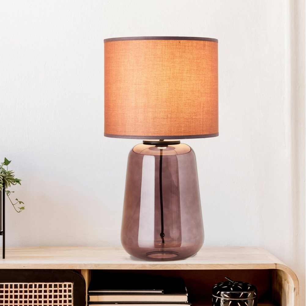 Lightbox Tischleuchte, ohne Leuchtmittel, Tischlampe, 57 cm Höhe, Ø 30 cm, E27, max. 60 W, Schalter, Glas/Textil Bild 1