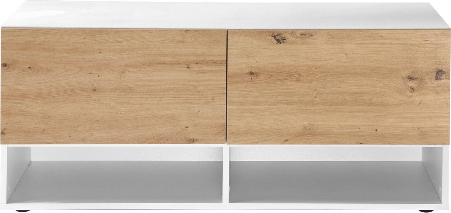 FMD Möbel - BELM 9 - Garderobenbank - melaminharzbeschichtete Spanplatte - Brillantweiß / Artisan Eiche - 10,9 x 4,6 x 4,2cm Bild 1