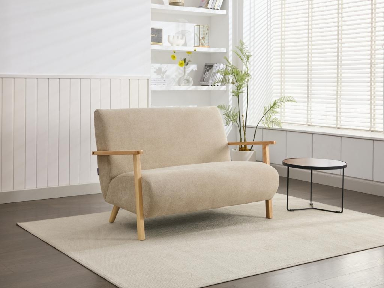 Vente-unique - Sofa 2-Sitzer - Stoff & Holz - Beige - JULOMO Bild 1