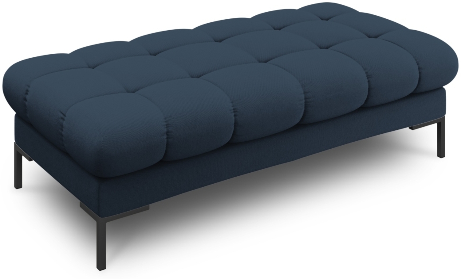 Micadoni Polsterbank Mamaia 2-Sitzer Strukturierter Stoff Neve Blau schwarze Beine Bild 1