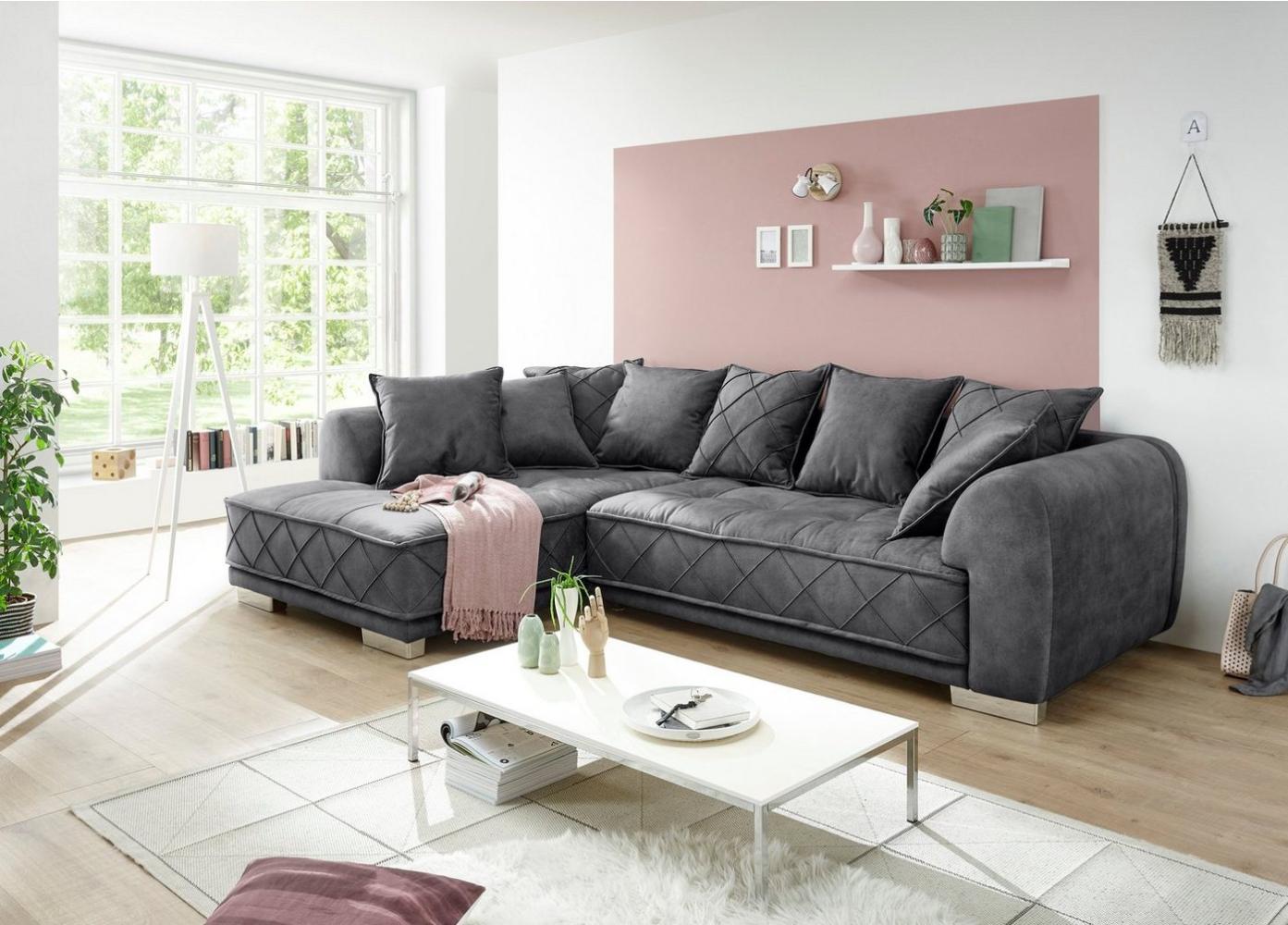 Bega Ecksofa SENTINA L-Sofa Stoff Samtoptik anthrazit inkl. Kissen Bild 1