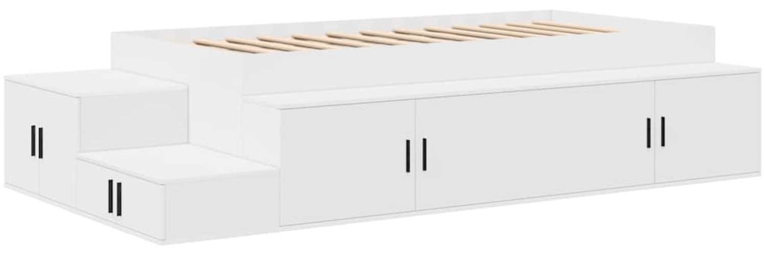vidaXL Aufbewahrungsbettgestell mit Speicher Weiß 80 cm Holzwerkstoff 3335573 Bild 1