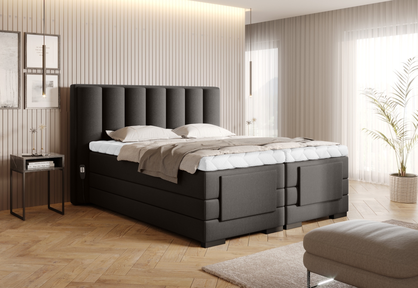 Veros 180x200, Boxspring Bett, Dunkelbraun Bild 1