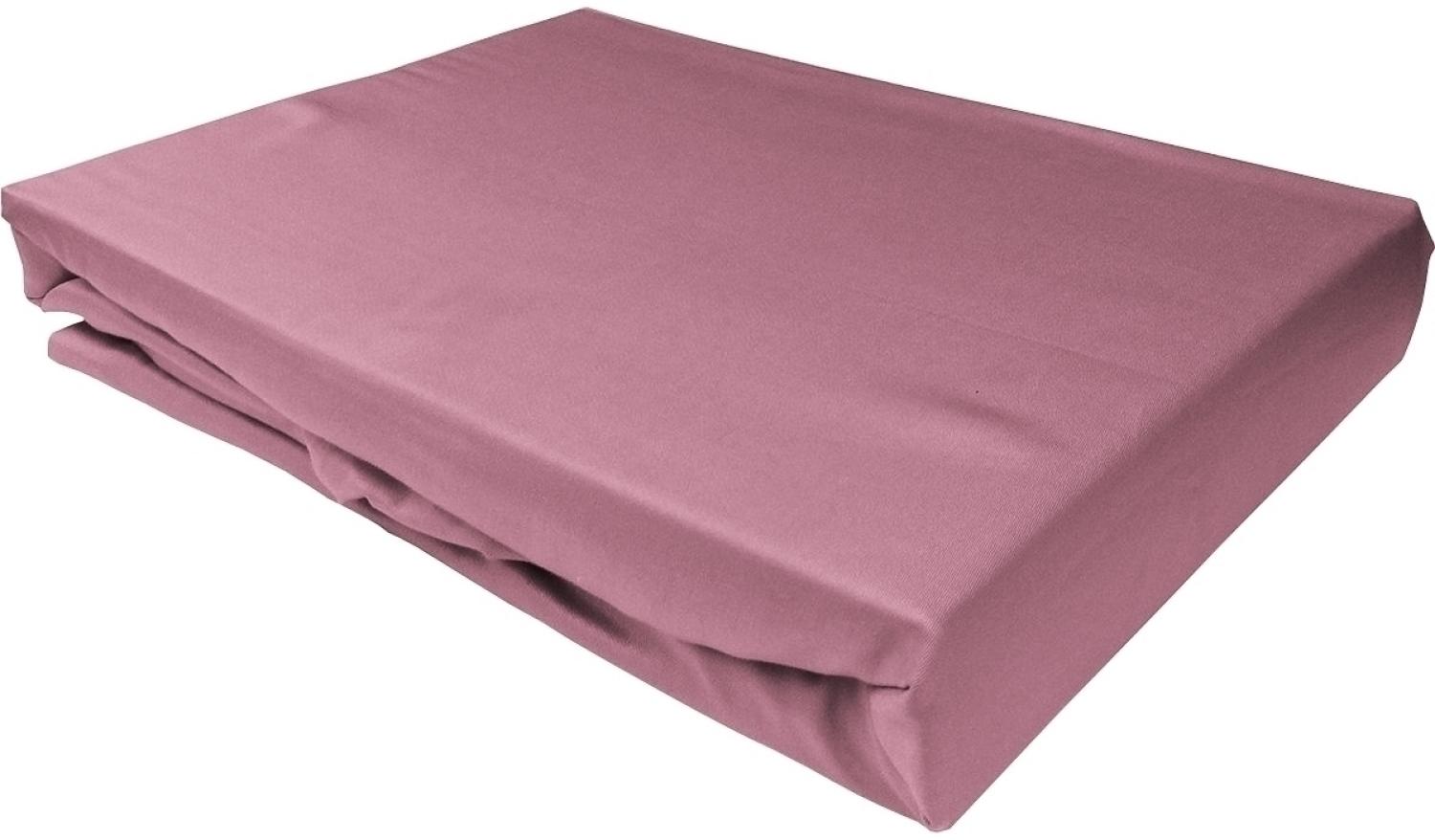 Bettwaesche-mit-Stil Mako-Satin Spannbettlaken rosa 120x200cm Höhe 5-10cm Bild 1