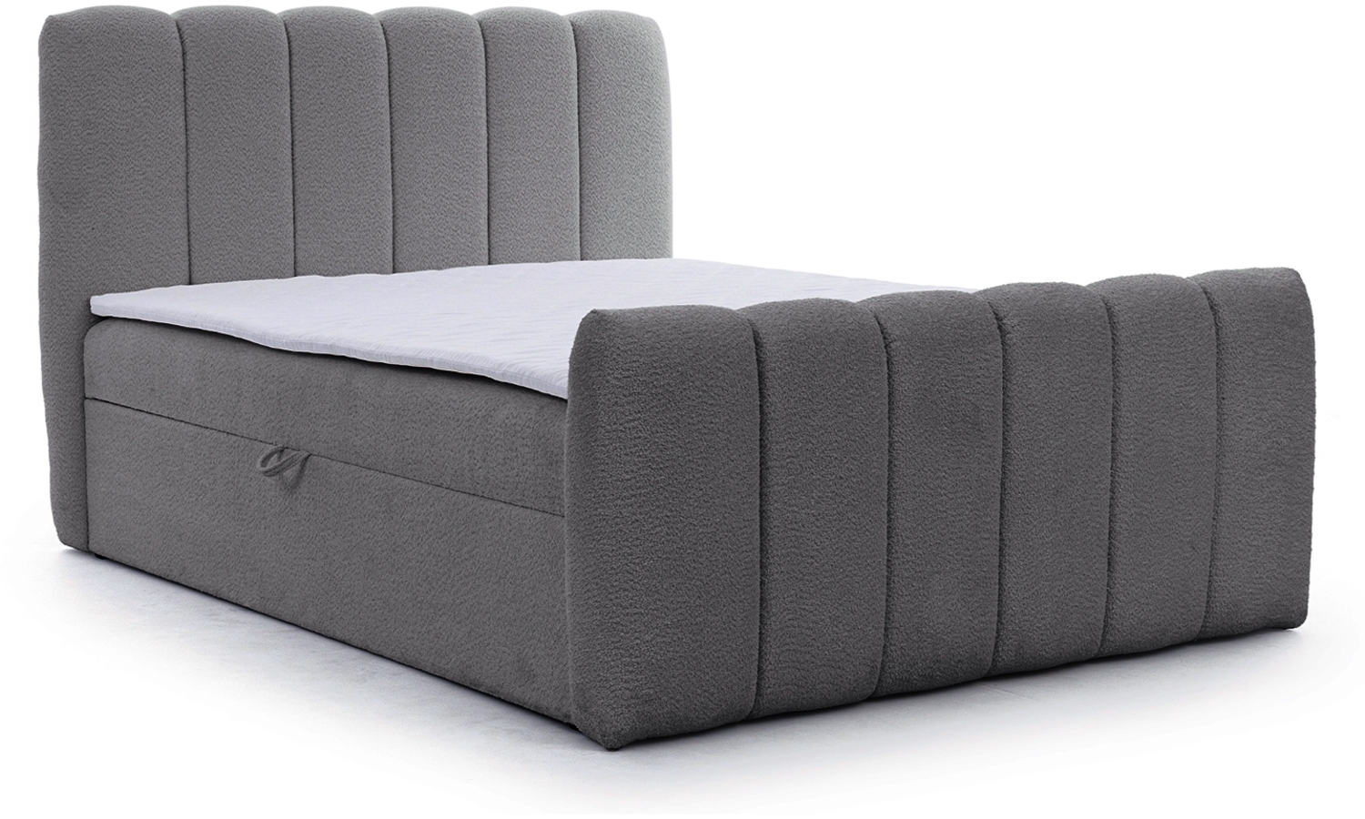 MEBLINI Boxspringbett NOMADE 180x200 cm mit Bettkasten – H3/Dunkelgrau Boucle Polsterbett - Doppelbett mit Topper & Bonellfederkern-Matratze Bild 1