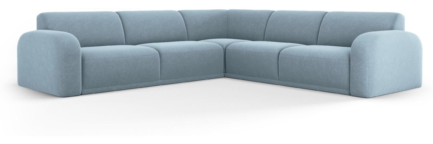 Micadoni Symmetrisches Ecksofa Erin 4-Sitzer Samtstoff Hellblau Bild 1