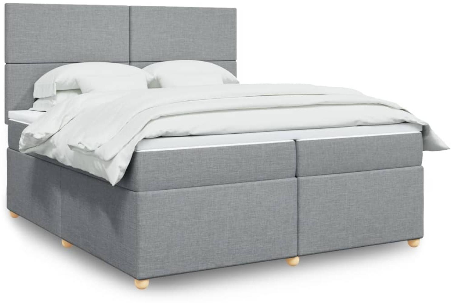 vidaXL Boxspringbett mit Matratze Hellgrau 200x200 cm Stoff 3293680 Bild 1