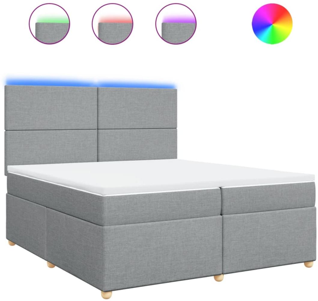 vidaXL Boxspringbett mit Matratze Hellgrau 200x200 cm Stoff 3293680 Bild 1