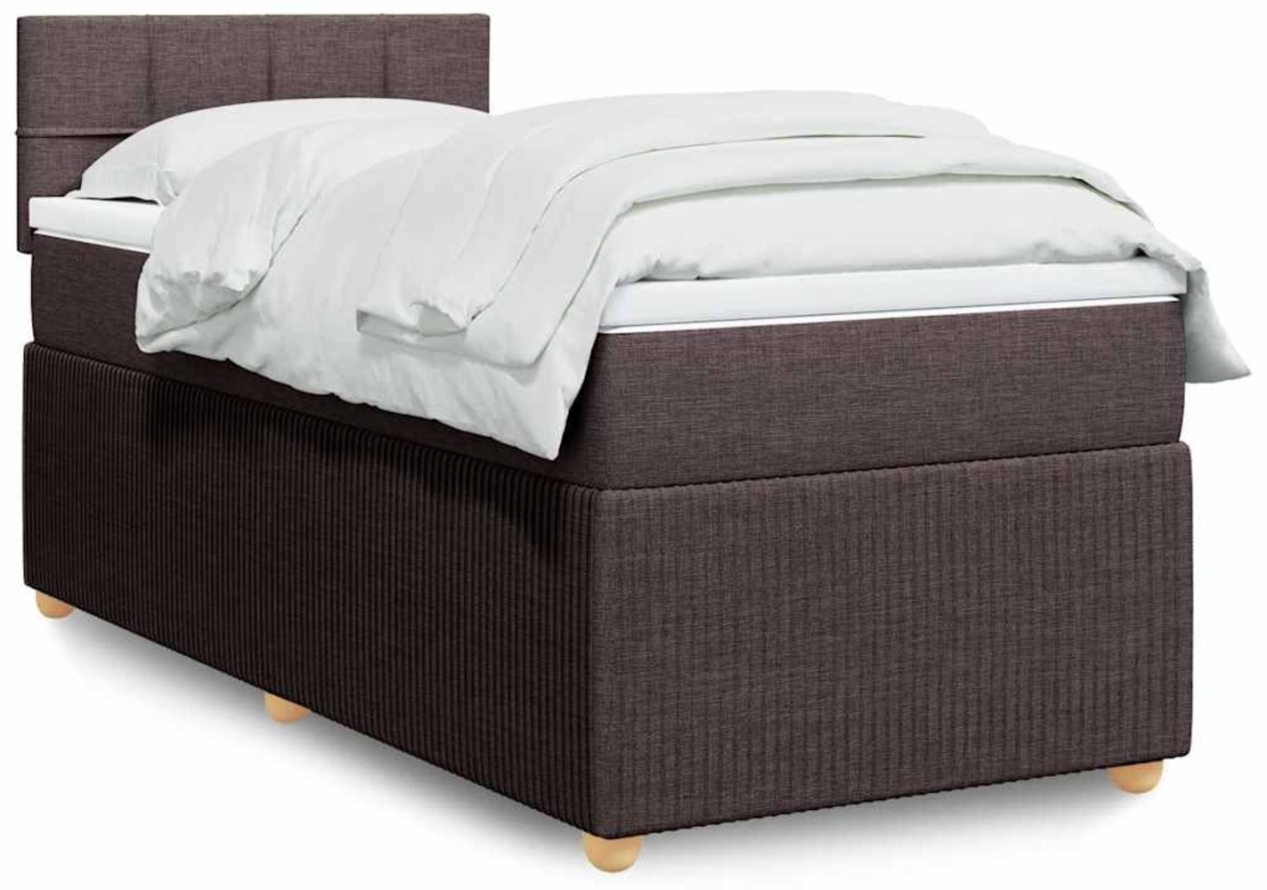 vidaXL Boxspringbett mit Matratze Dunkelbraun 90x190 cm Stoff 3287314 Bild 1