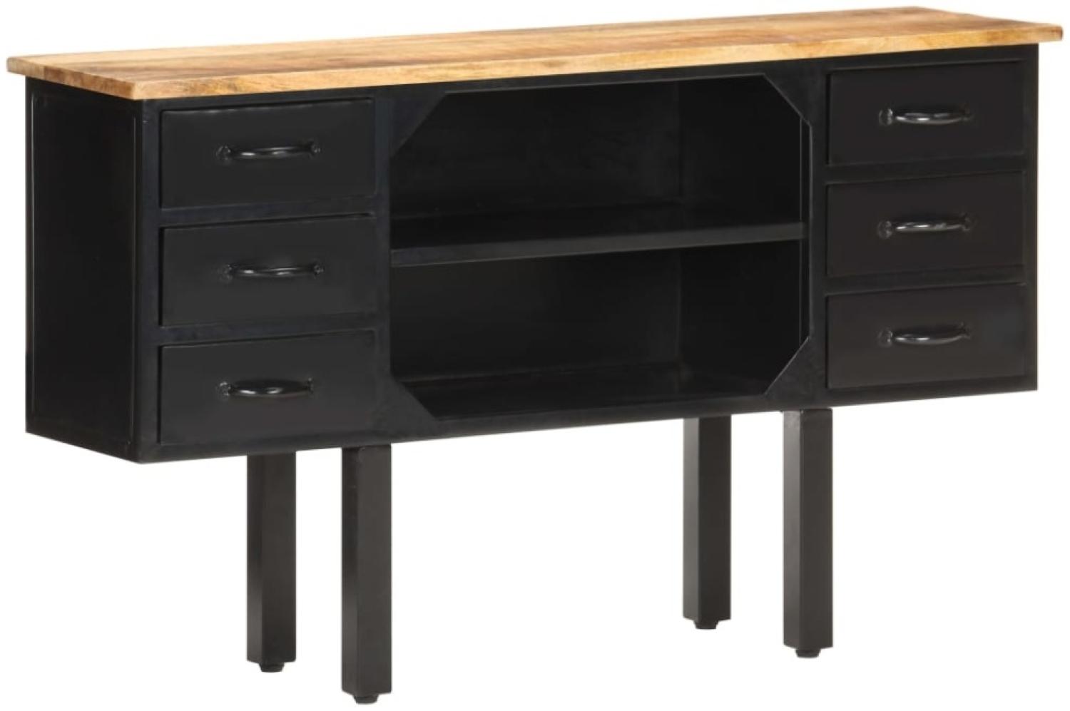 vidaXL Sideboard 110x30x65 cm Raues Mango-Massivholz und Stahl 321571 Bild 1