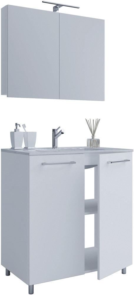Gilos Bad Möbel Set Waschbecken Unterschrank Wandspiegel Badezimmer Waschtisch Bild 1