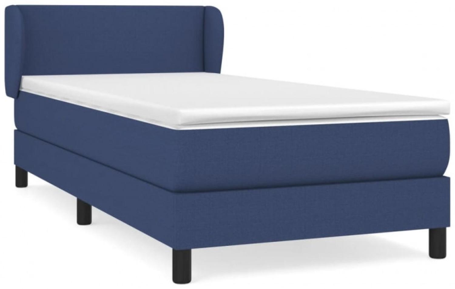 vidaXL Boxspringbett mit Matratze Blau 100x200 cm Stoff Bild 1