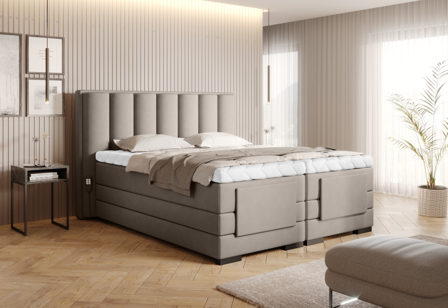 Veros 140x200, Boxspring Bett, Grau Bild 1
