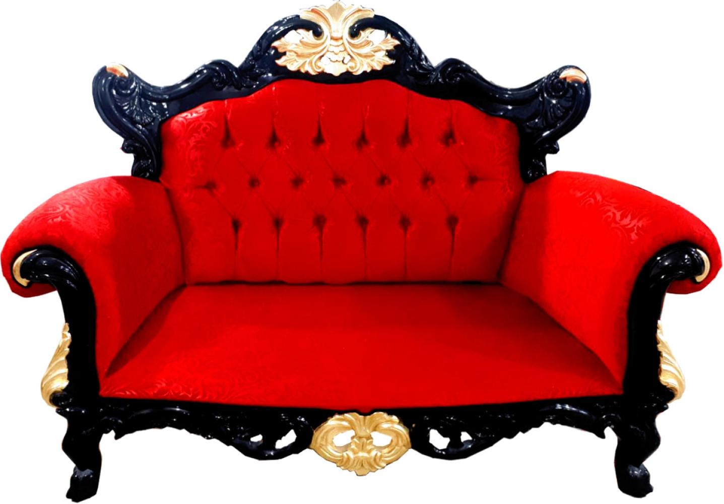 Pompöös by Casa Padrino Luxus Barock 2er Sofa Rot Muster / Schwarz / Gold - Pompööses Barock Sofa designed by Harald Glööckler Bild 1