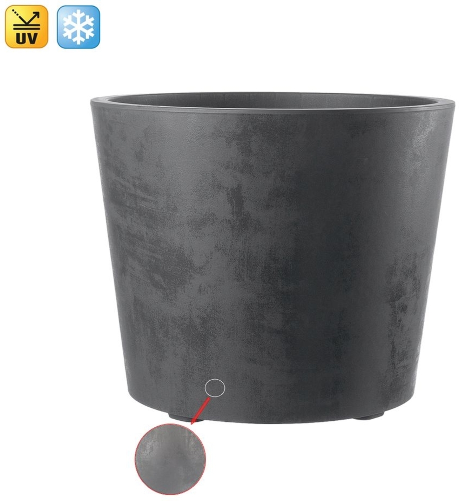 Rollbarer XL Pflanzkübel Millennium 80 Liter in Anthrazit mit Tolle Naturstein Optik, Maße: 59x59x49 cm Bild 1