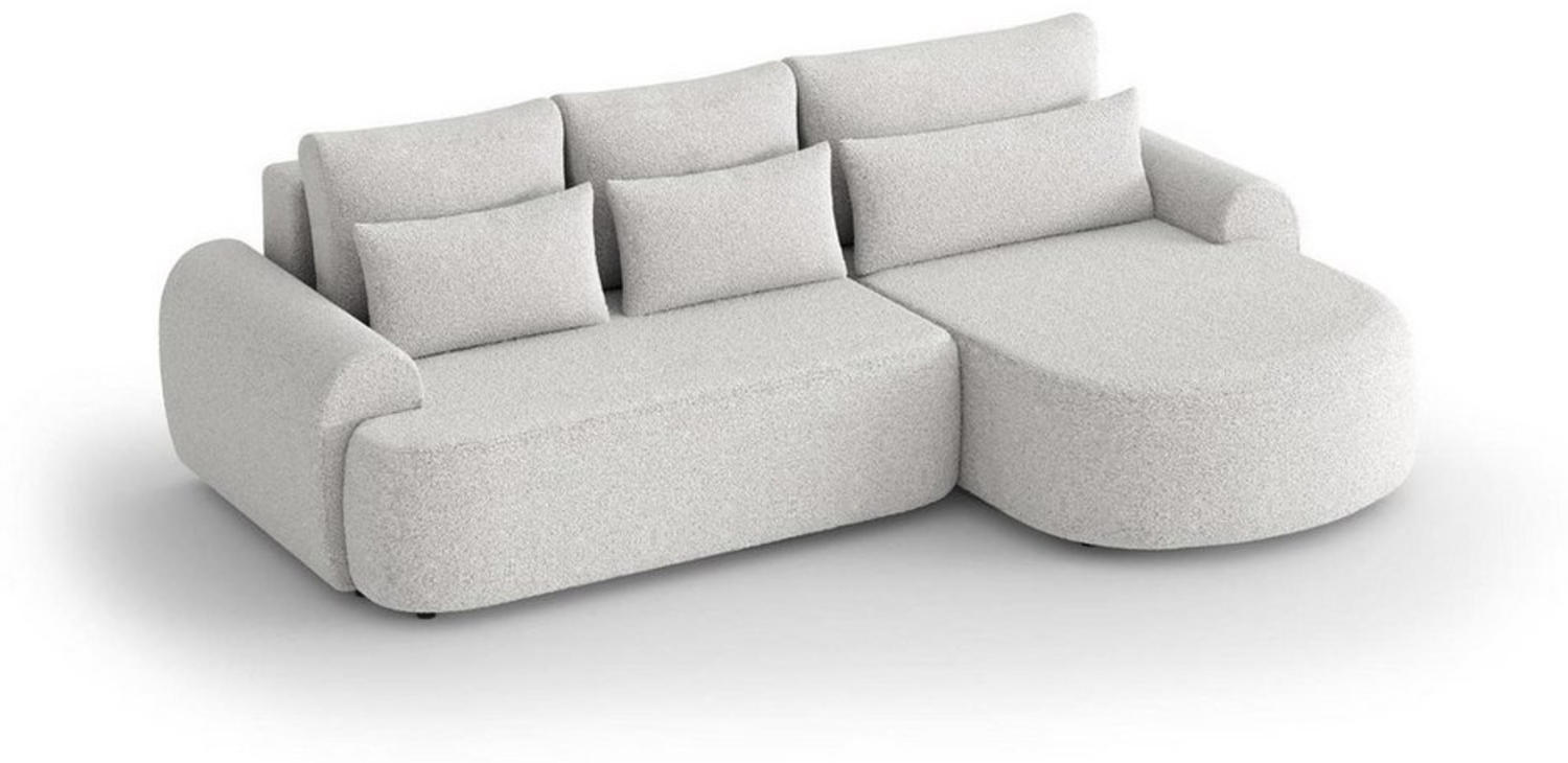 Beautysofa Ecksofa Olivio, mit Wellenunterfederung, Ecke gepolstert beige, mit Relaxfunktion, mit Bettkasten, aus Boucle-Stoff Bild 1