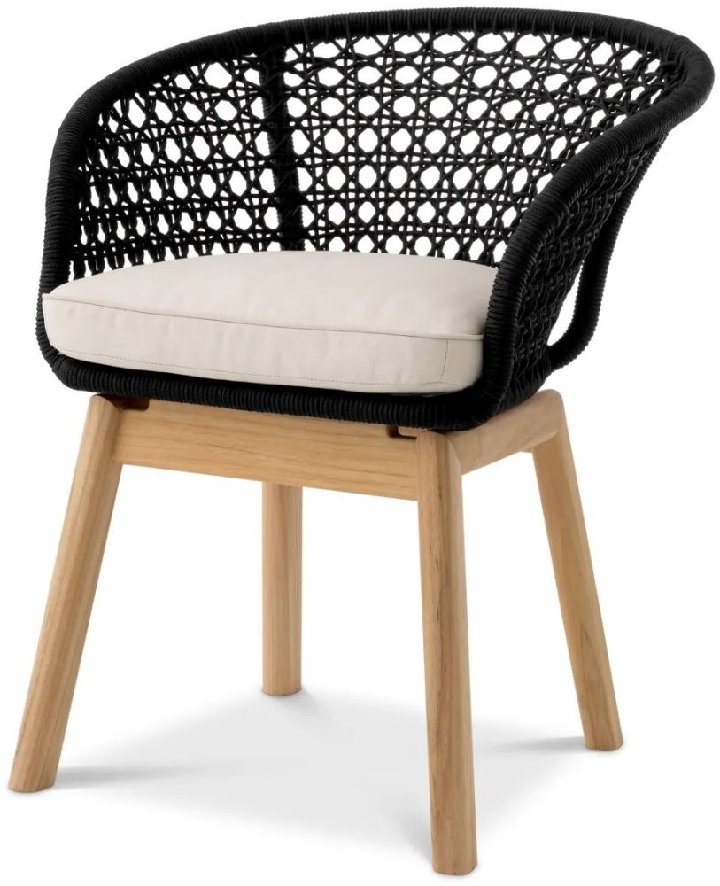 EICHHOLTZ Garten Dining Chair Trinity Teak Black Rope Bild 1