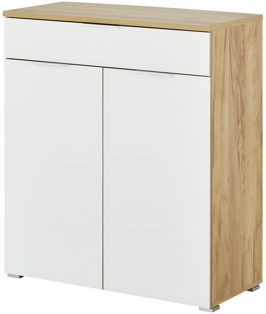 Kommode >Telde< in Navarra-Eiche-Nachbildung/Weiß - 89x105x40cm (BxHxT) Bild 1