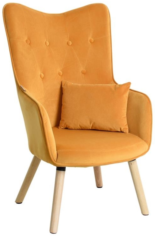 Fernsehsessel Relaxsessel Sessel mit Kissen Stoff Polsterstuhl Senfgelb Samt Bild 1