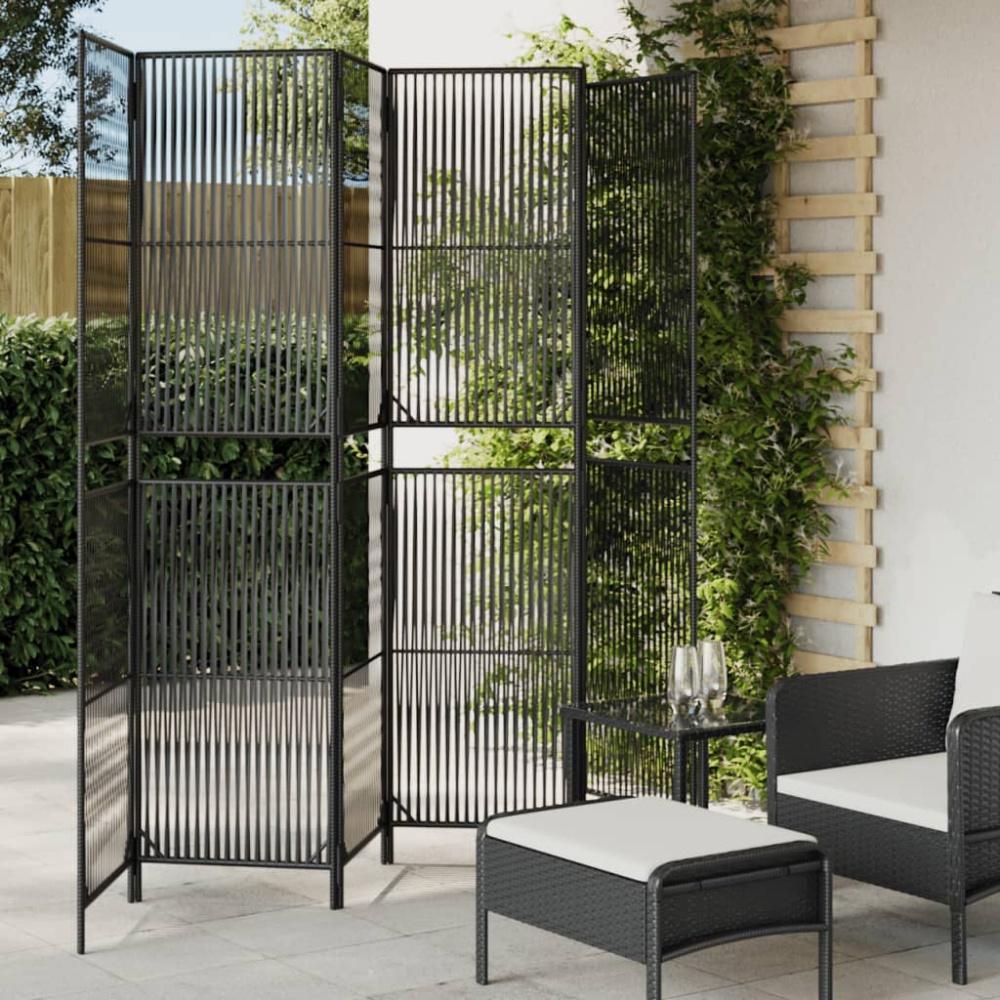 vidaXL Paravent 6-tlg. Schwarz Poly Rattan 365400 Bild 1