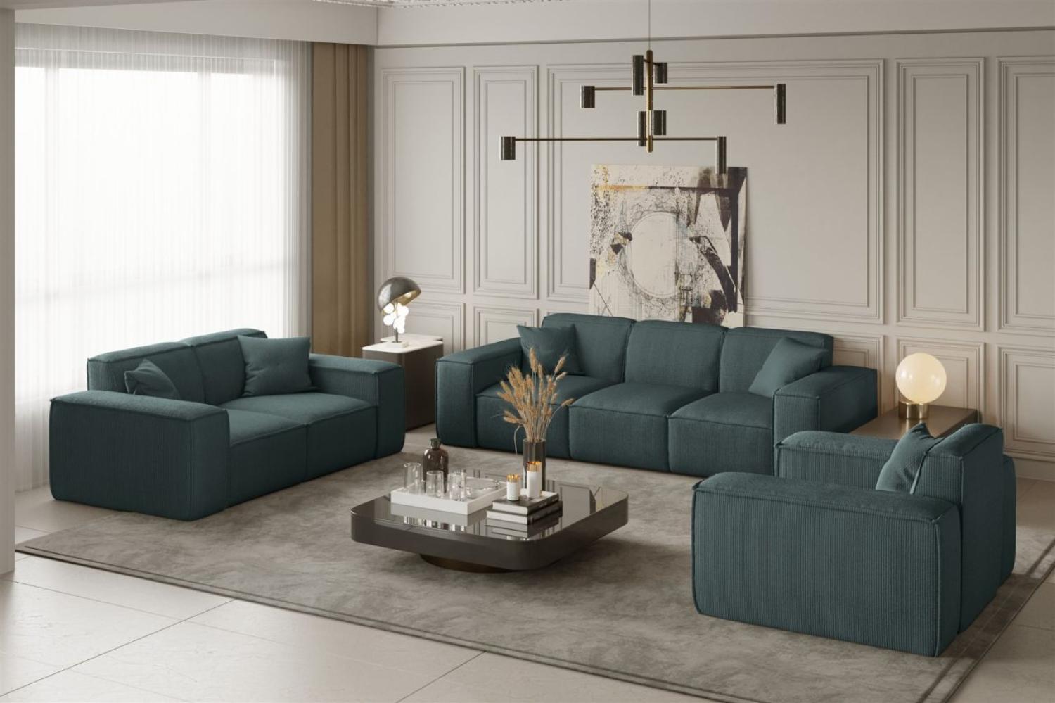 Sofaset Designersofa CELES 3-2-1 in Stoff Scala Petrol Bild 1