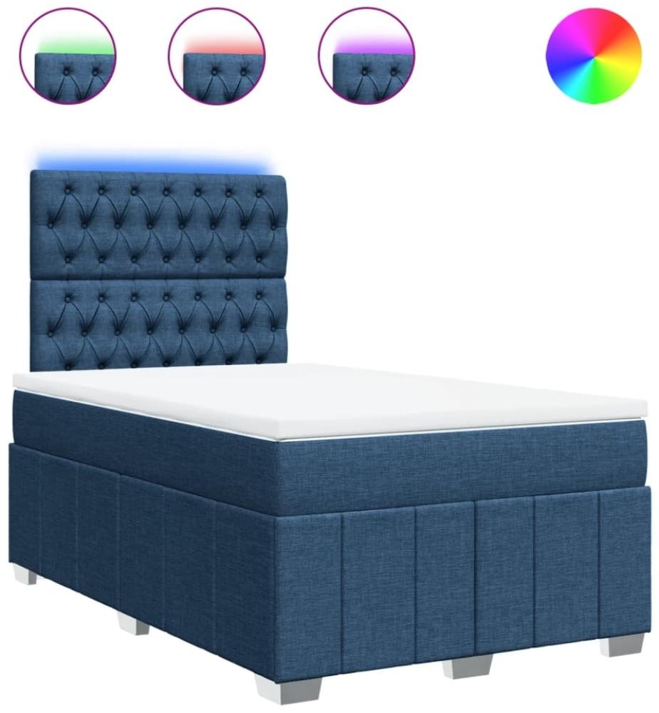 vidaXL Boxspringbett mit Matratze Blau 120x200 cm Stoff 3293948 Bild 1