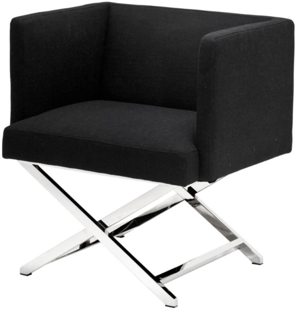 Casa Padrino Luxus Club Sessel in silber / schwarz 66 x 57 x H. 74 cm - Art Deco Möbel Bild 1