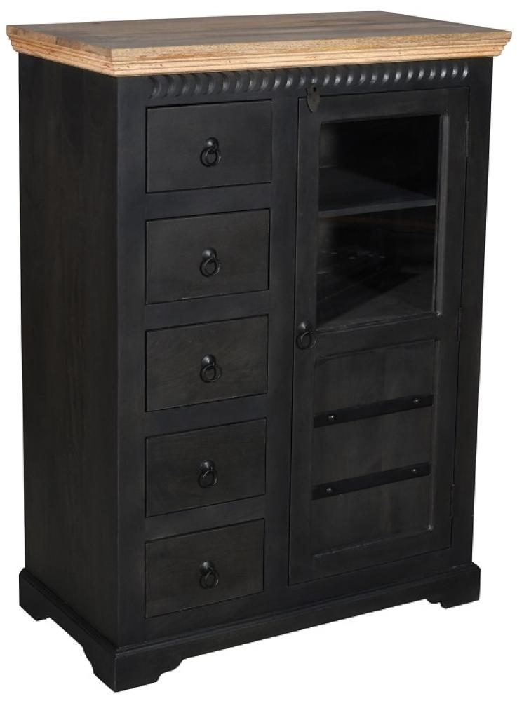 Highboard 95x131cm 'Mumbai' Mango natur & schwarz Bild 1