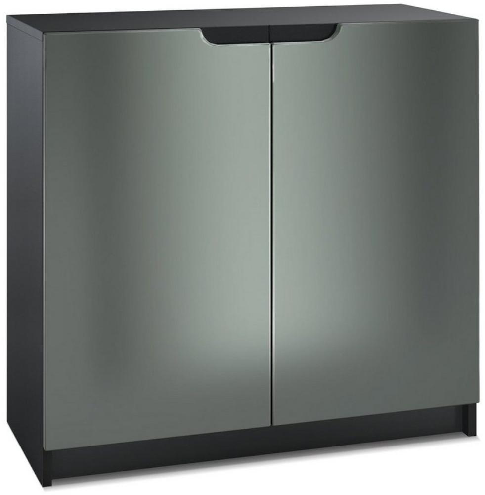 Vladon Sideboard Logan, Kommode mit 2 Türen, Schwarz matt/Graphit Seidenmatt (82 x 78 x 37 cm) Bild 1